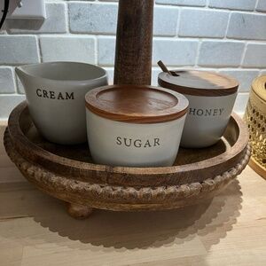 Magnolia Coffee station ceramic Creamer, Sugar and Honey